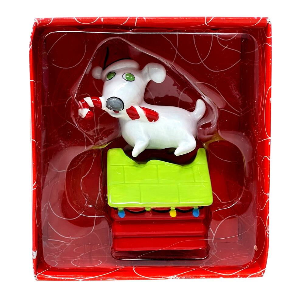Silvestri Holiday Dog House Salt & Pepper Set Santa Hat Candy Cane Rare HTF
